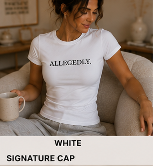 ALLEGEDLY. — Fitted Crew Tee in White