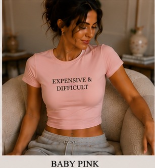 EXPENSIVE & DIFFICULT — Crewneck Baby Tee Baby Pink