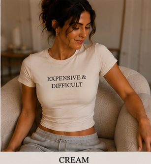 EXPENSIVE & DIFFICULT — Crewneck Baby Tee Cream