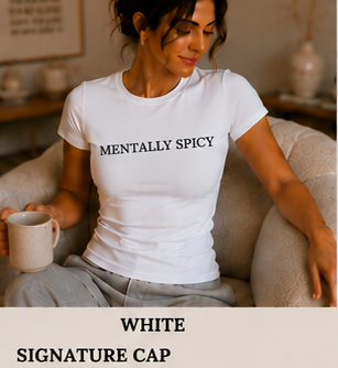 Mentally Spicy Fitted Crew Tee White